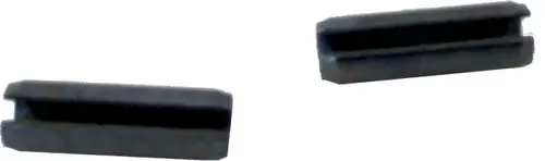 Zwei schwarze Scharnierbolzen mit einer länglichen Form und einer Nut, geeignet für Anwendungen von Wolf.